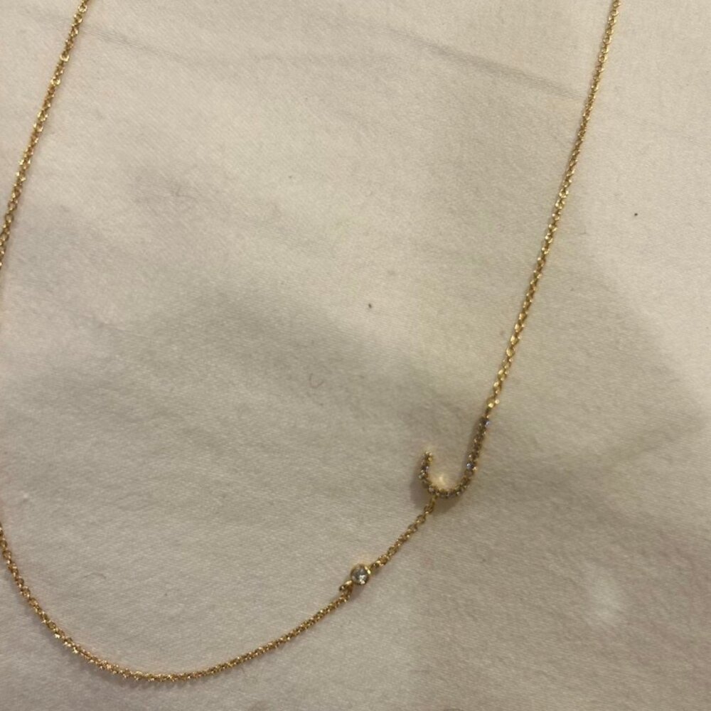 Anthropologie gold J initial necklace